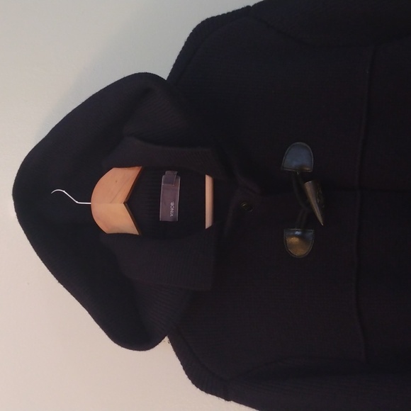 Vince Navy Blue Wool Duffel Coat/Cardigan/Sweater with Toggles (Large) - Picture 4 of 14